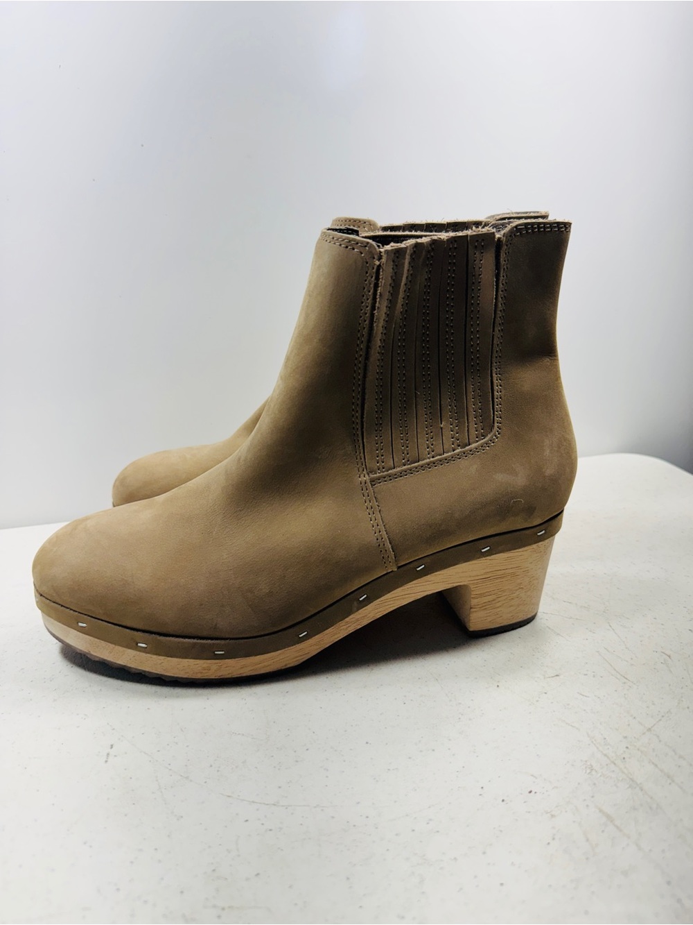 Bottines à enfiler LOFT cuir sabot bottes Chelsea pointure 9 marron taupe tal